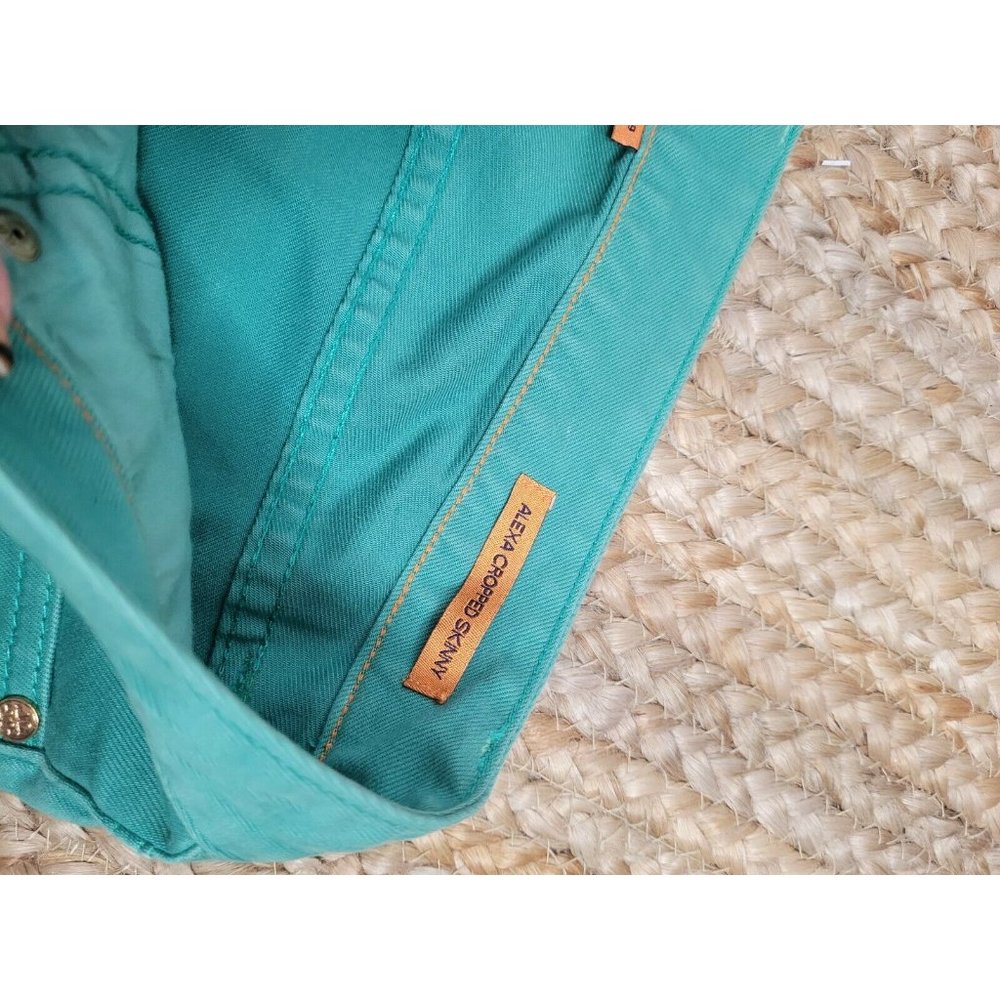 Tory Burch Alexa Cropped Skinny Jeans Sz. 29 Turquoise Denim Logo Pocket_7